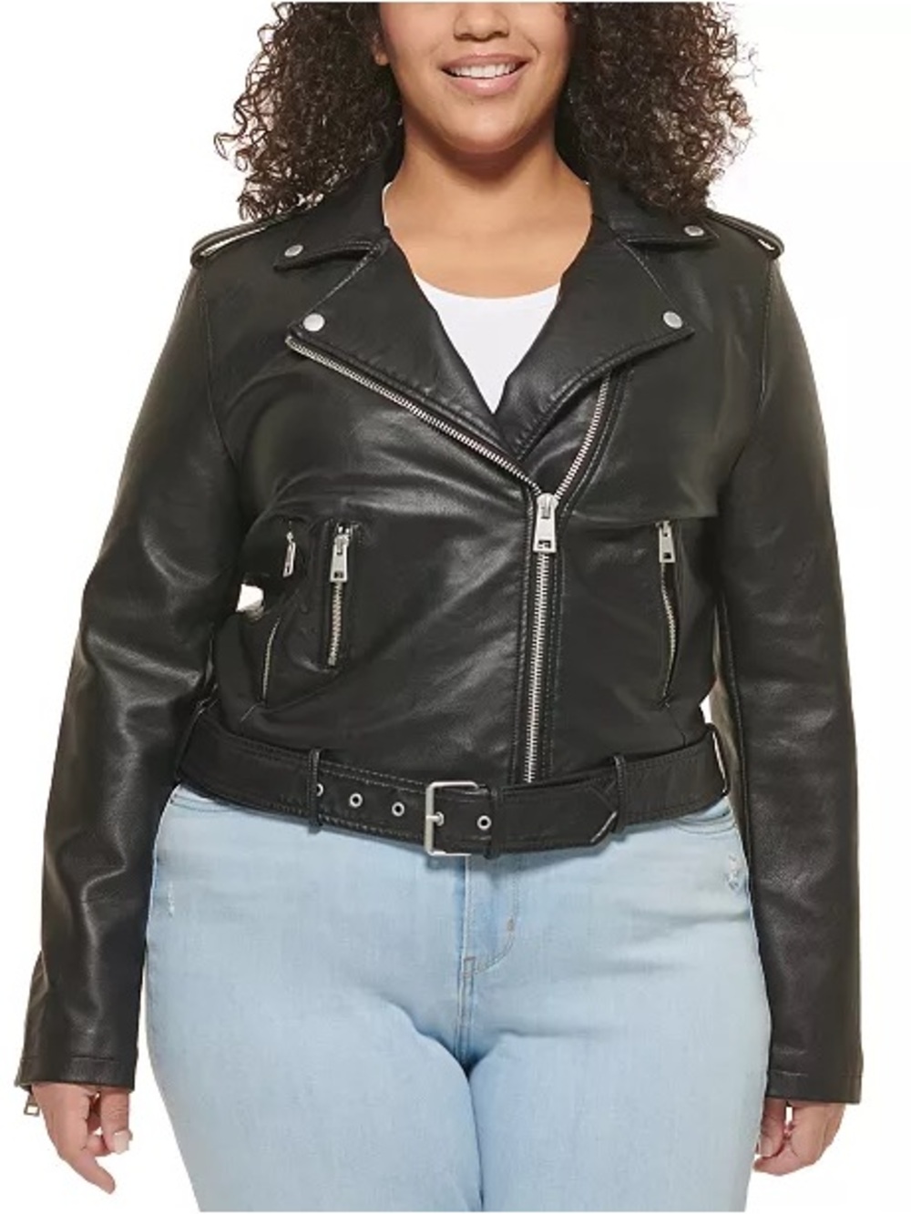Levi’s Plus Size Faux Leather Belted Motorcycle Jacket
